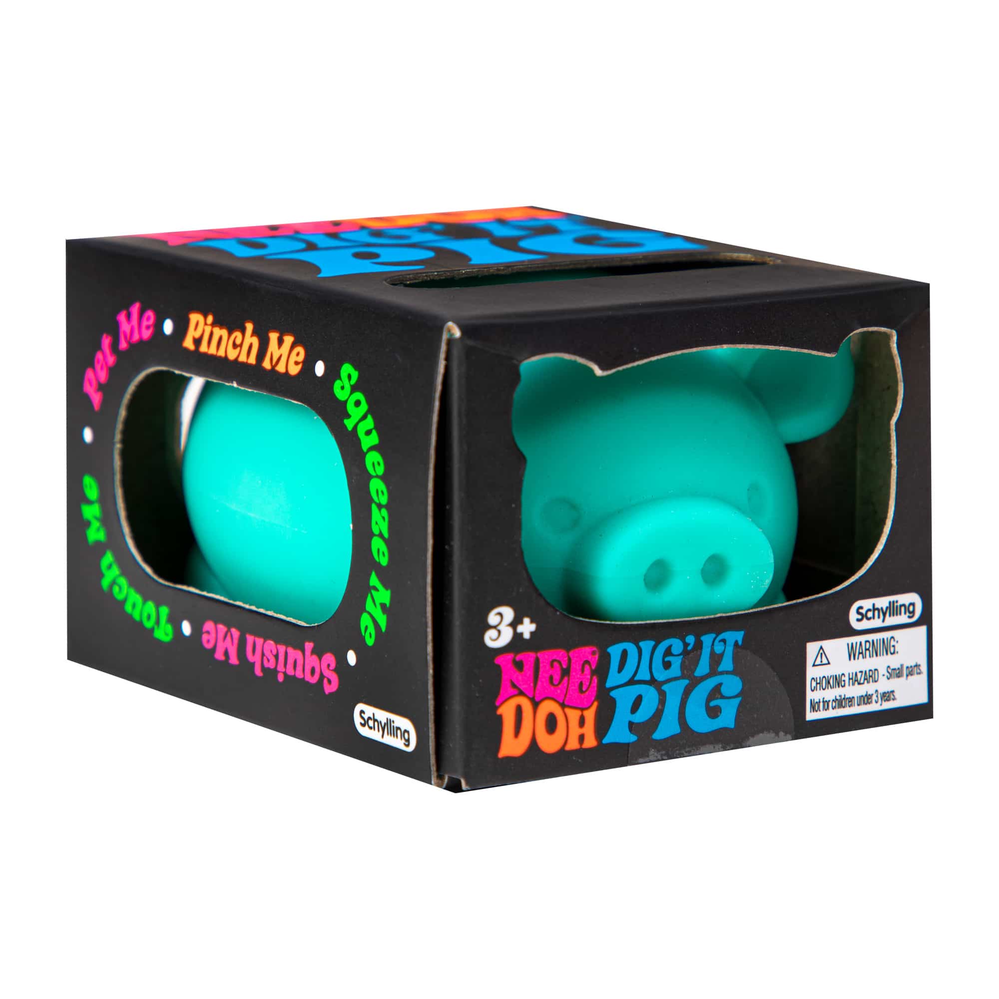 Animal-Shaped NeeDoh Dig’ It Pig | Select Velvet Canopy - Purrfect Cat Squishy Character Stress Toy Detail