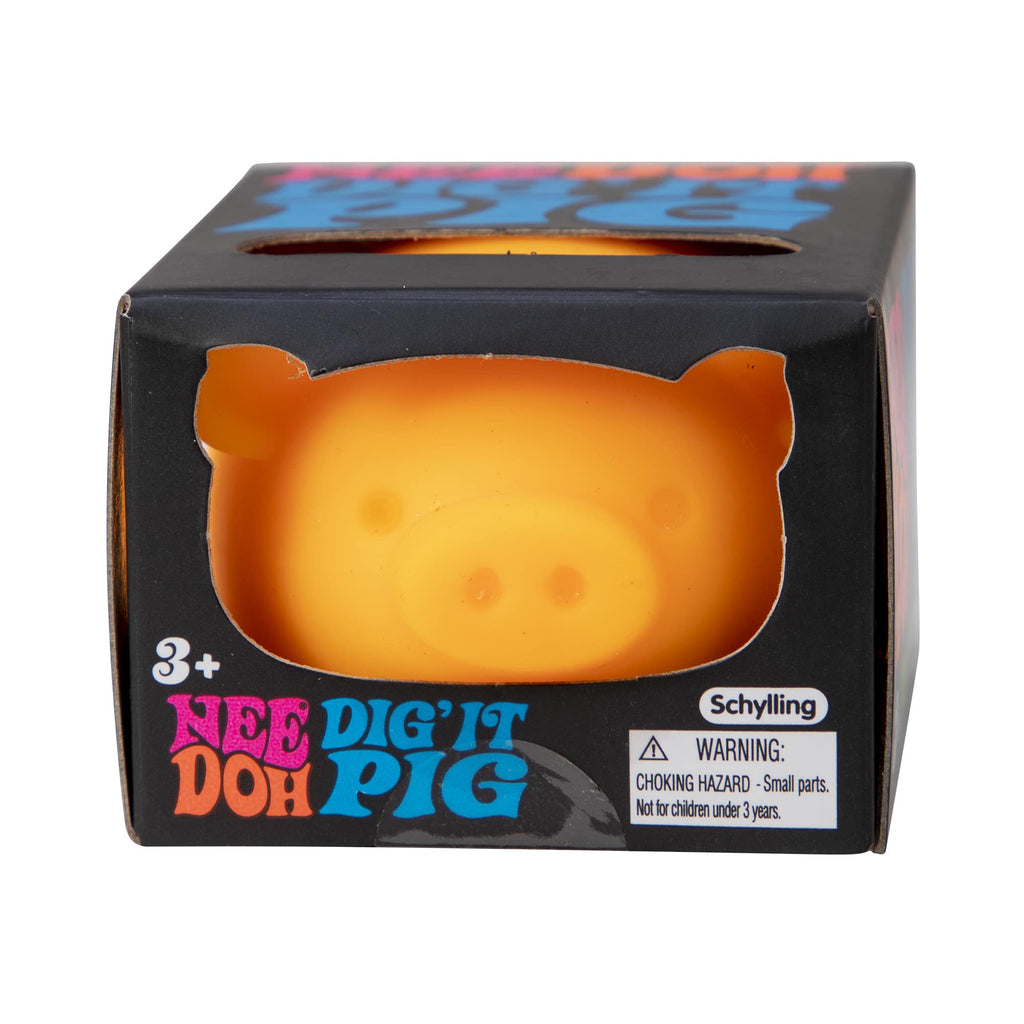 Animal-Shaped NeeDoh Dig’ It Pig | Select Velvet Canopy - Purrfect Cat Squishy Character Stress Toy Detail